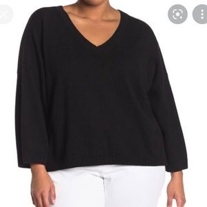 Madewell black double v-neck pullover sweater
